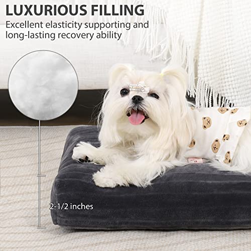 Dog Crate Bed Washable Dog Beds for Extra Small Dogs Deluxe Thick Flannel Fluffy Comfy Kennel Pad Anti-Slip & Anti-Scratch Pet Sleeping Mat, 21 x 12 Inch, Gray - color: Gray, size: 21.0"L x 12.0"W x 2.5"Th