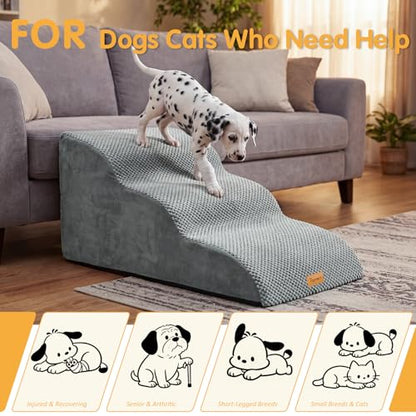 Topmart High Density Extended Foam Dog Ramp&Steps 3 Tiers,15.7" High | Non-Slip Dog Stairs with Removable Cover,Soft Foam Pet Ladder,Best for Injured,Older Cats,Pets with Joint Pain - color: Grey, size: 33.1*15.7*15.7