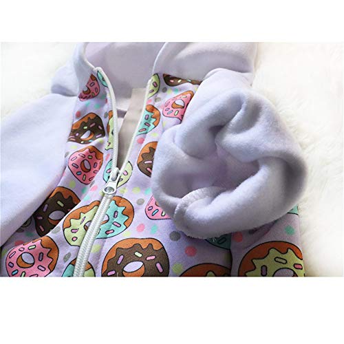 Purple Puppy Dog Hoodies for Small Medium Dogs, Christmas Hooded Sweatshirt with Pocket Pet Cat Hoody Clothes Sweaters Fleece Coat Dog Costume Winter - color: Purple Donut, size: Medium