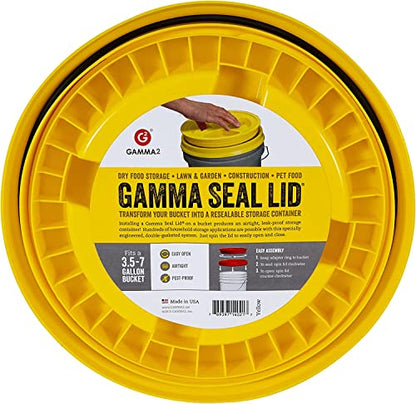 Gamma2 Gamma Seal Lid for Utility Buckets - Fits 3.5, 5, 6 & 7 gallon buckets, Yellow, Made in USA (Pack of 12) - color: Yellow, size: Fits 3.5, 5, 6, & 7 Gallon Buckets (Pack of 12)