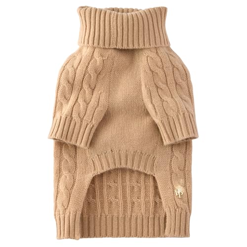 Gable – The Cable Knit Sweater Cashmere Wool Pet Pullover for Small, Medium and Large Dogs, Camel, X-Large - color: Camel, size: X-Large (55-80 lbs)