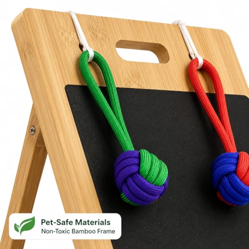 Dog Scratch Board for Nails – Bamboo Dog Nail File Board with Replaceable Sandpaper, Rope Toys, Stress-Free Natural Dog Nail Care Alternative for Anxious, Rescue & Clipper-Shy Dogs