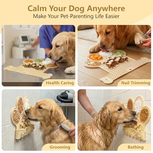 Dog Lick Mat with Suction Cups, Slow Feeder & Enrichment Mat for Dogs & Cats, Silicone Feeding Mat for Wet & Dry Food, Anxiety Relief, Mess-Free Foldable Pocket Design, Yellow - color: Yellow
