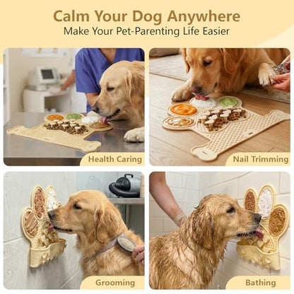 Dog Lick Mat with Suction Cups, Slow Feeder & Enrichment Mat for Dogs & Cats, Silicone Feeding Mat for Wet & Dry Food, Anxiety Relief, Mess-Free Foldable Pocket Design, Yellow - color: Yellow