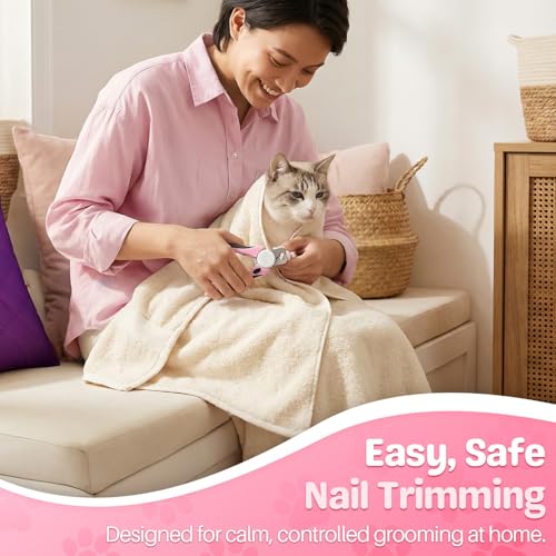 Flexzion Pet Nail Clippers for Dogs & Cats - Stainless Steel Blade Cat Nail Trimmer with Stored Nail File, Safety Guard, Easy Grip Handle - Dog Nail Clippers for Large Dogs, Medium Small Breeds, Pink - color: Pink