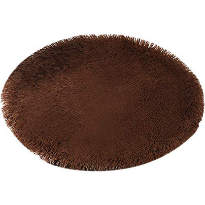 24 Inch Plush Dog Bed Mat Warm Fluffy Round Puppy Crate Pad with Anti-Slip Waterproof Bottom Soft Comfy Pet Kennel Mat for Small and Medium Dogs Sleeping(Dark Coffee) - color: Dark Coffee, size: 24 Inch