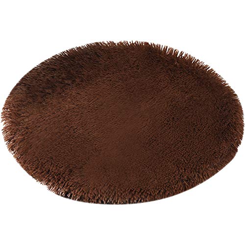 39 Inch Plush Dog Bed Mat Warm Fluffy Round Puppy Crate Pad with Anti-Slip Waterproof Bottom Soft Comfy Pet Kennel Mat for Small and Medium Dogs Sleeping(Dark Coffeey) - color: Dark Coffee, size: 39 Inch