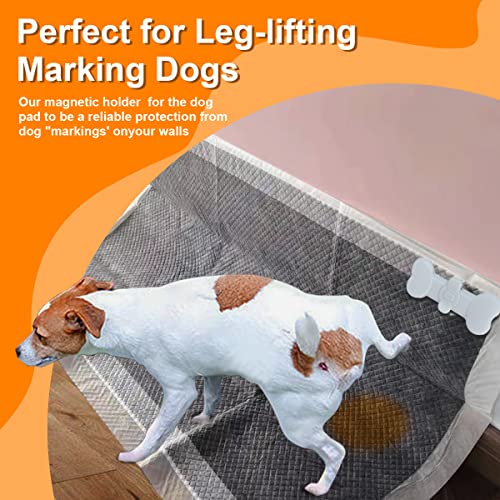 2 Pack Potty Training Pad Magnetic Holder Compatible for Leg-Lifting with Strong Adhesive and Magnets for Any Size Puppy Pads Indoor Dogs House Wall