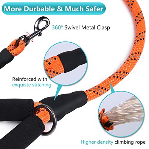 VIVAGLORY Rope Dog Leash + Dog Life Jacket, Neoprene Padded Handle Durable Strong for Small Medium Large Pets