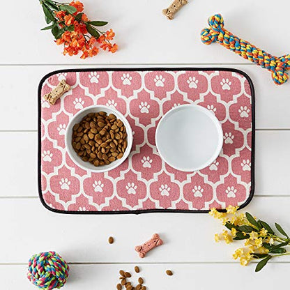 Bone Dry Machine Washable, Ultra Absorbent Pet Mat, 12x18, Rose/Off-White Lattice - color: Rose/Off-White Lattice, size: 12"L x 18"W