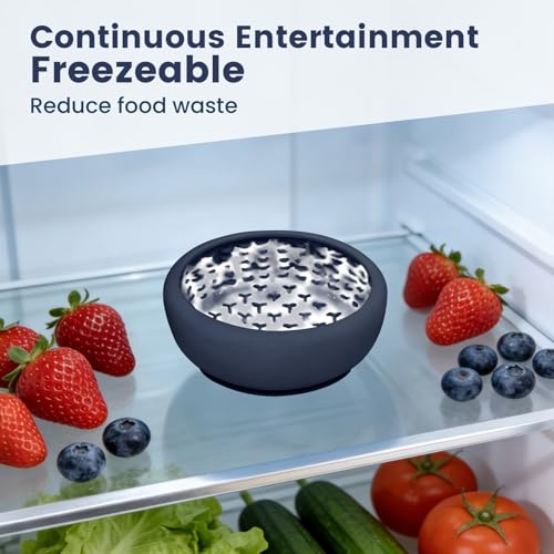 Dog Licking Bowl,Slow Feeder Dog Freeze Bowl, Anxiety Relief Treat Dispenser, Silicone Anti-chocking Pet Dish, Non-Slip Interactive Entertainment Puzzle Toy for Small & Medium-Dark Blue - color: deep blue, size: S