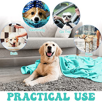 Peryiter 8 Pcs Dog Towels Pet Bath Drying Towels 55 x 28 Inches Large Absorbent Microfiber Quick Fast Drying Soft Beach for Lightweight Cat and Puppy Shower Essentials Cleaning Accessories(Cyan) - color: Cyan