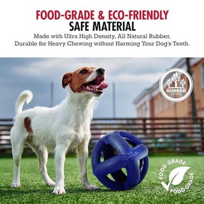 SuperChewer Tough Dog Cage Ball Toy | Lifetime Replacement | Strong Natural Rubber | Great Dog Fetch Toy | Chew Toys for Dogs | Ultra Durable Chew Toys fsor Aggressive Chewers | For Large Breeds - size: Large - 4 Inch / 8.5 oz