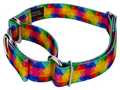Country Brook Petz - Kaleidoscope Martingale Dog Collar - Groovy Collection Featuring Far Out Designs (1/2 Inch, 2XS) - color: Kaleidoscope, size: 2XS (Pack of 1)