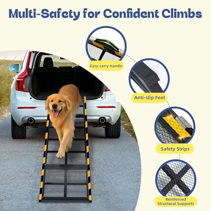 Dog Ramp for Car & Truck & SUV & Stairs - Joint-Friendly, Anti-Slip, Gentle Slope，Extra Wide & Stable, Up to 200 lbs - size: Up to 200 lbs (Car)