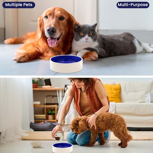 SPOT Standard Crock Dish - Heavy Duty, Non-Slip, Round Ceramic Food/Water Bowl for Pets, Ideal for Medium to Large Dogs or Multiple Animals, Dishwasher Safe - 9.5 in, 8 Cups, (64 Oz)(Pack of 6) - size: 9.5" (Pack of 6)