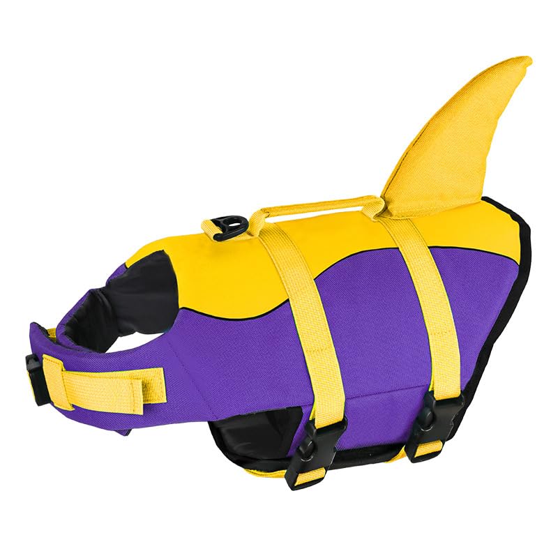 Dog Life Jacket with Removable Neck Float High Buoyancy Adjustable Pet Swim Vest with Rescue Handle for Swimming Boating (Yellow, Small) - color: Yellow, size: Small