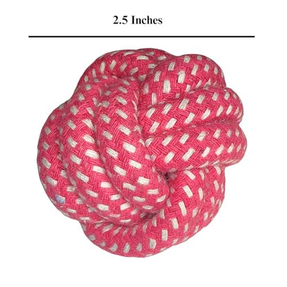 Small Dog Ball Toys/ – Cotton Rope Ball/Dental Chew Dogs Toy for Teeth Cleaning/Fetch Playing, Interactive Tug of War & Puppy Teething Training Toy - color: Pink Random Variations