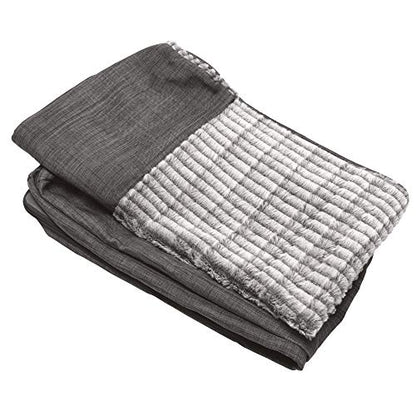 Furhaven Replacement Dog Bed Cover Luxe Faux Fur & Performance Linen Sofa-Style, Machine Washable - Charcoal, Medium - color: Charcoal, size: Medium
