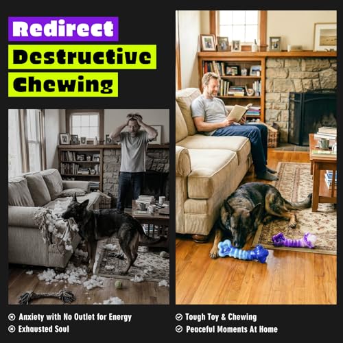 Kseroo 2-Pack Indestructible Dog Toys for Aggressive Chewers: Beef-Flavored Tough Dog Chew Toys, Nylon Large Dog Chew Toys to Keep Them Busy, Dog Chew Bones for 25-70lbs Medium & Large Dogs - color: Purple