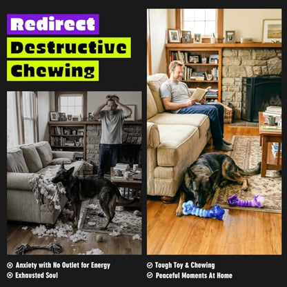 Kseroo 2-Pack Indestructible Dog Toys for Aggressive Chewers: Beef-Flavored Tough Dog Chew Toys, Nylon Large Dog Chew Toys to Keep Them Busy, Dog Chew Bones for 25-70lbs Medium & Large Dogs - color: Purple