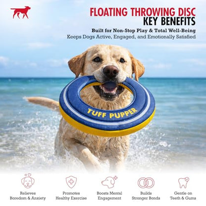 Tuff Pupper Floating Dog Frisbee Toy | Fetch Only Not a Chew Toy | Soft Foam Fetch Disc | High-Visibility Water & Snow Play | Gentle on Teeth | Lightweight Durable Outdoor Flying Toy - color: Floating Ring Toy