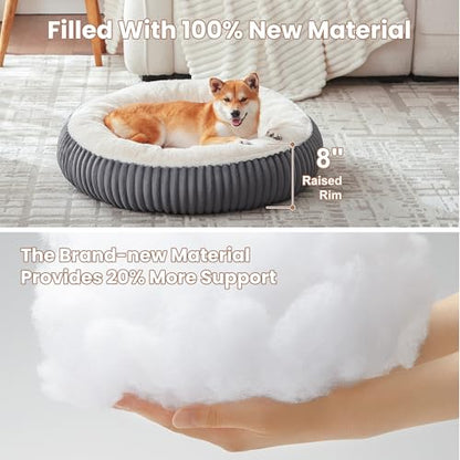 33 inches Donut Dog Bed for Medium Large Dogs,Calming Round Pet Bed with Removable Cover,Washable Milk Plush Faux Fur, Fits up to 50 lbs Pets(Charcoal,M Plus) - color: Charcoal, size: 33.0"L x 33.0"W x 8.0"Th