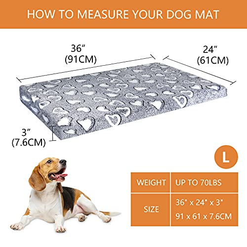 VANKEAN Dog Crate Mat - Reversible Cool & Warm Stylish Bed, Waterproof & Machine Washable, Supports Small to XXL Dogs, Grey - size: L(36 x 24 x 3")