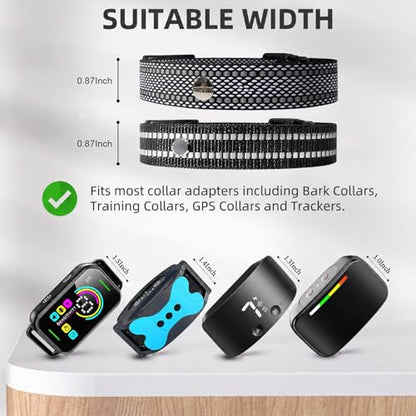 Collar Replacement Strap, Reflective Replacement Nylon Collar Strap Dog GPS Training Bark Receiver Collars, Durable Adjustable E Collar Straps for Small Medium Large Dogs, 2 Pack - color: Black and black dot
