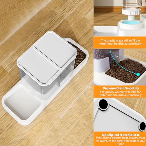 Yummy Sam Automatic Small Pet Feeder and Water Dispenser, 2 in 1 Gravity Cat Auto Pet Feeder and Waterer Set Feeder Dish for Small Medium Pets Dog Puppy Kitten (White) - color: White