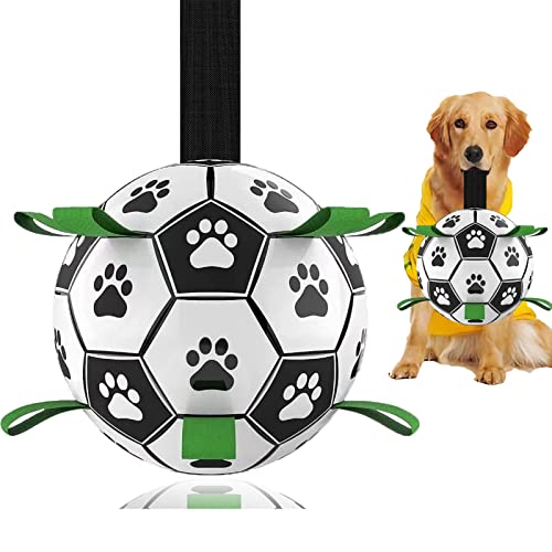 Dog Toys Soccer Ball, Interactive Dog Toys for Tug of War, Puppy Birthday Gifts, Tug Toy, Water Toy, World Cup Durable Balls for Medium & Large Dogs（8 INCH - color: Green, size: Large Size 3