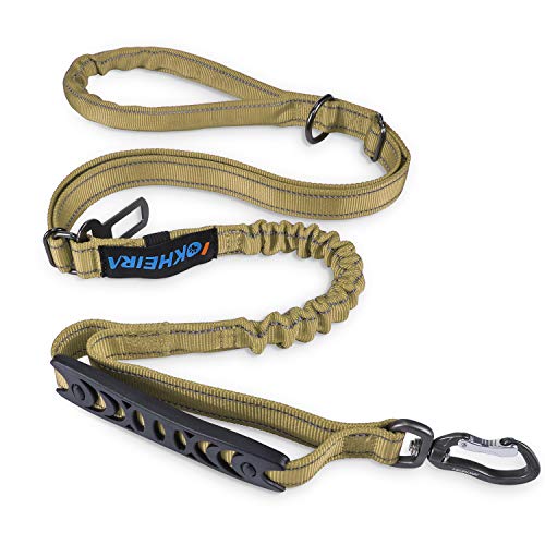 IOKHEIRA Multifunctional Dog Leash - 4-6 FT Strong Bungee, Car Seatbelt Compatible, Army Green - color: Brown