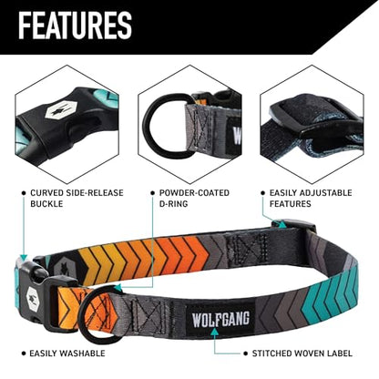 Wolfgang Heavy Duty, Adjustable Dog Collar with Quick Release Nylon Buckle for Walking & Training, ChevTech Print, Small - color: ChevTech Print, size: Small (5/8 Inch x 8-12 Inch)