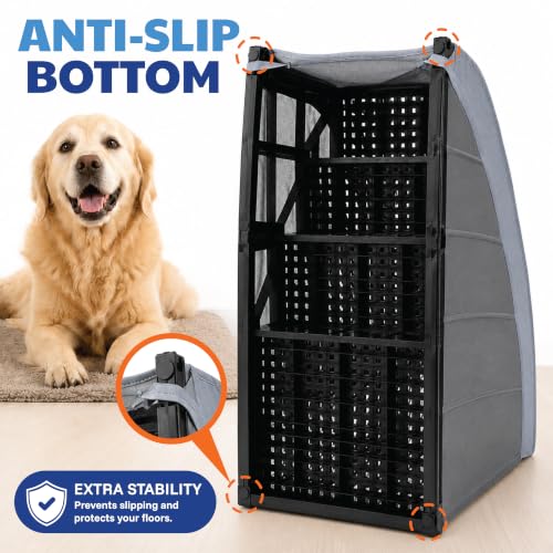 AKC – 4-Step Pet Stairs for Beds & Couch | Built for Small Dogs & Small Breeds | Long-Back & Senior Dogs | Lightweight, Soft, Non-Slip, Washable | No-Tool Assembly | Supports 35 lbs | 16x24x14.2 in
