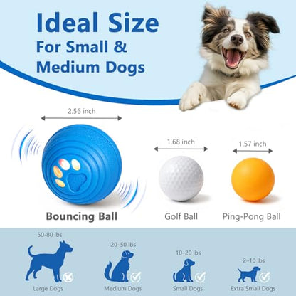 Interactive Dog Ball, Automatic Dog Toy, Vibrating Dog Ball with 4 Play Modes, Moving & Bouncing Ball for Dogs, Smart Self Rolling Dog Toy for Small Medium Dogs, USB-C Rechargeable, Blue - color: Blue