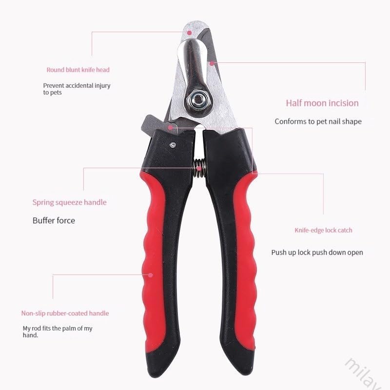 Professional Dog Nail Clippers, Pet Nail Trimmer with Safety Guard, Dog Toenail Clippers for Small & Medium Dogs, Cat & Dog Nail Cutter, Non Slip Handle, Nail Clipper Set with File