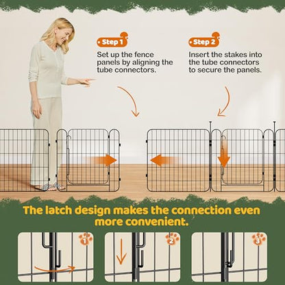 Yaheetech Expandable Dog Playpen, 8 Panel 24 inch Puppy Playpen with Door Indoor/Outdoor Pet Fence for Small Medium Dogs - size: 24 inch