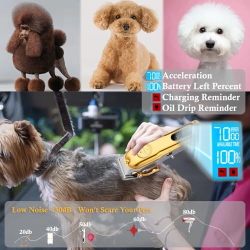 yucca Dog Grooming Clippers for Thick Heavy Coats, Cordless Animal Clippers Professional, Rechargeable Low Noise Clippers, Thick Fur Clippers with Metal Blade for Pets Dogs Cats - size: DGC-1