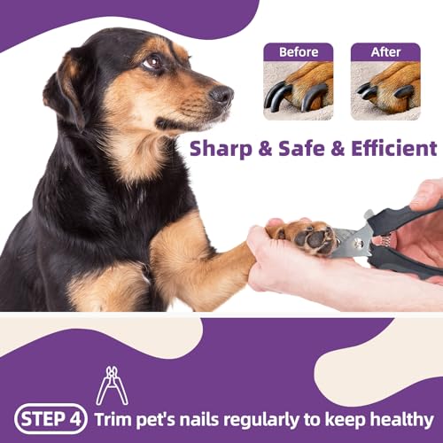 Dog Brush for Shedding, 7 PCS Dog Grooming Brush Kit Including Undercoat Rake, Slicker Brush, Dematting Comb, Nail Clipper, Bath Brush for Long & Short Haired Dogs, Cats - Purple - color: A-Purple