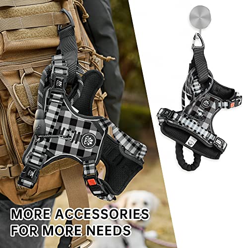 NESTROAD Dog Harness (Checkered Black,S) with Leash, Reflective, Adjustable, Soft Padded, Easy Control Handle, for Small Dogs, Front & Rear Clip Design - color: Checkered Black, size: 【S】neck 11-15" chest 15-21"