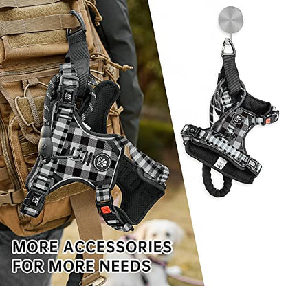 NESTROAD Dog Harness (Checkered Black,S) with Leash, Reflective, Adjustable, Soft Padded, Easy Control Handle, for Small Dogs, Front & Rear Clip Design - color: Checkered Black, size: 【S】neck 11-15" chest 15-21"