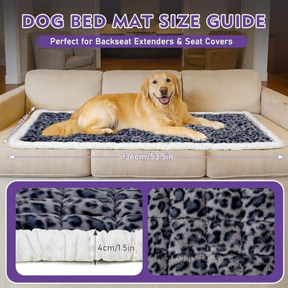 Backseat Dog Bed Mat for Car, Non-Slip Scratch-Resistant Dog Car Seat Cover, Soft Thick Pet Travel Cushion, Washable Back Seat Protector Blanket for Cars SUVs Trucks, 53 x 24 Inches - color: Purple Leopard Pattern