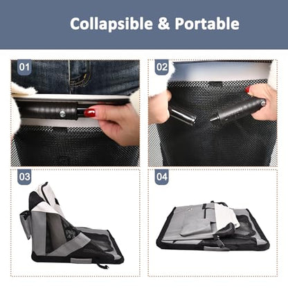 JESPET Soft Dog Crates Kennel for Pets, 3 Door Soft Sided Folding Travel Pet Carrier with Straps and Fleece Mat for Dogs, Cats(7-Light Grey, Small(24" L x 16.5" W x 16.5" H)) - color: 7-Light Grey