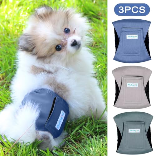Paw Legend Washable Dogs Diapers Male Dog Belly Bands for Male Dogs Diapers Reusable Puppy & Doggie Diapers Male - color: Black, Grey, Blue, size: X-Small
