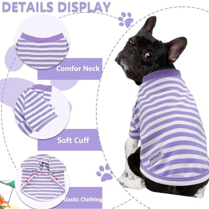 Dog Clothes for Medium Dogs 2 Pieces Stripe Summer Dog Shirt Cute Soft Puppy Clothes Bresthable Chihuahua Cat Clothes XS~XXL Pet Clothing (XX-Large) - color: purple, size: XX-Large