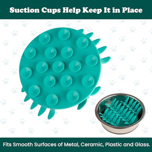 PEGGY11 Grass-Shaped Silicone Slow Feeder Insert for Dog Bowl | Upright grass-blade texture, Suction cup base, Food-grade material, Dishwasher-safe, Mealtime enrichment - size: 4.09'' x 4.09''