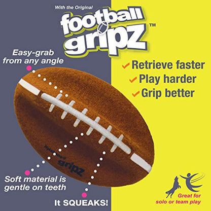 Nylabone Power Play Felt Football Gripz Fetch Toy, Squeaky Ball Chew Toy for Dogs, Medium (1 Count) (Pack of 4) - size: Medium (Pack of 4)