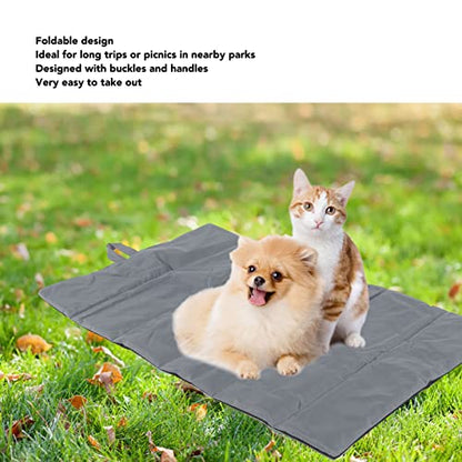 Portable Pet Mat Foldable Rollup Pet Camping Bed Outdoor Travel Gray 600D Oxford Cloth 41.73x24.80in