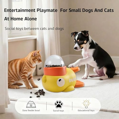 Duck Treat Dispenser for Cats and Small Dogs to Train Problem-Solving Skills, Dog Slow Feeder to Prevent Bloating, Cat Puzzle Feeder to Improve IQ,Interactive Treat Dispensing Enrichment Toy