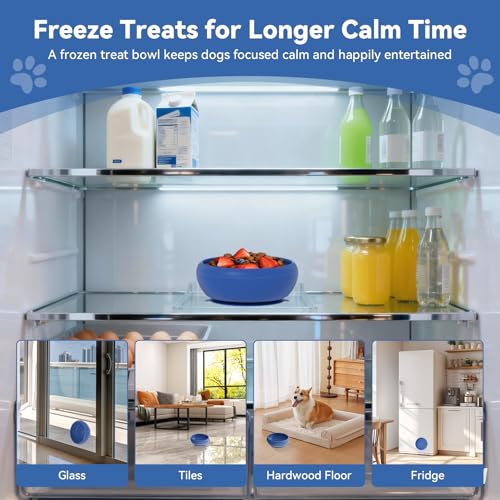 CNMSGM Slow Feeder Dog Bowl, BPA-Free Silicone Lick Mat for Small and Medium Dogs, Non-Slip & Dishwasher Safe(Blue-Large) - color: Blue, size: Large